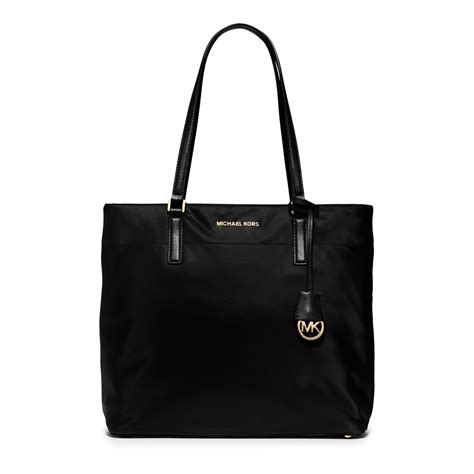 michael kors patent tote black|Michael Kors black nylon tote.